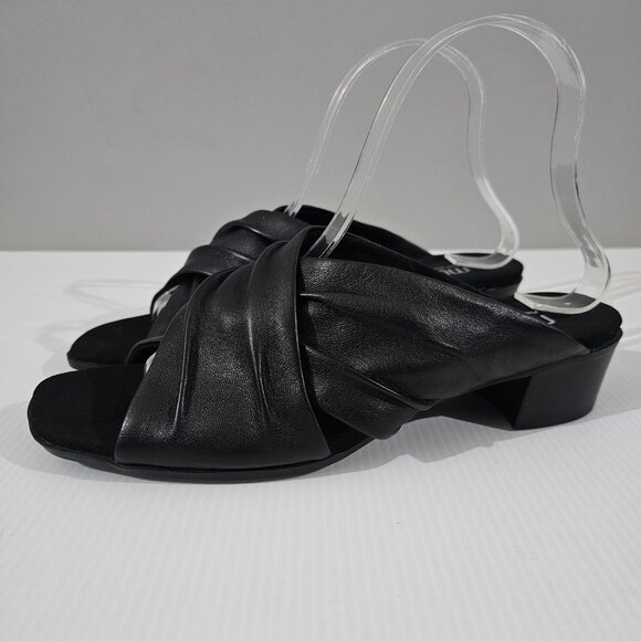 Munro Lee Slide Slip On Sandal Low Heel Shoe Black Lamb Leather Size 8 - Picture 12 of 12
